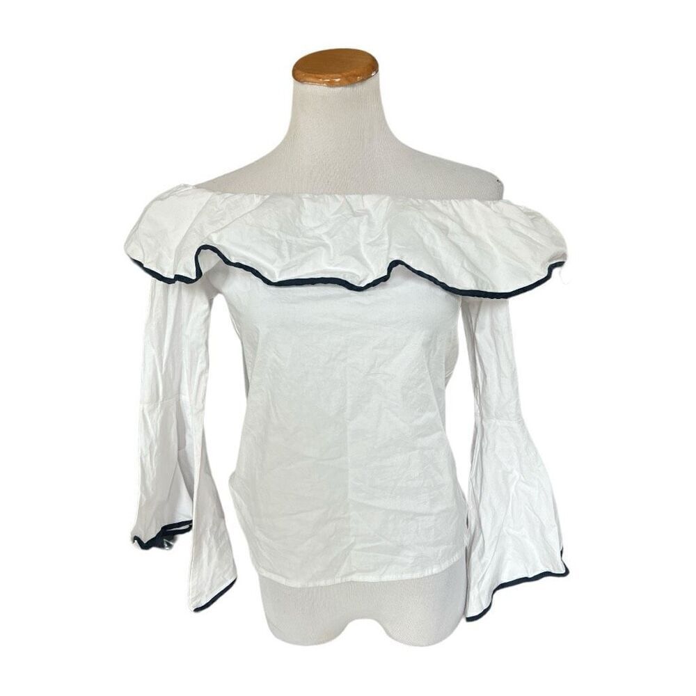 NWT Womens JW Style Off Shoulder Nautical Sailing Resort Top - Sz M